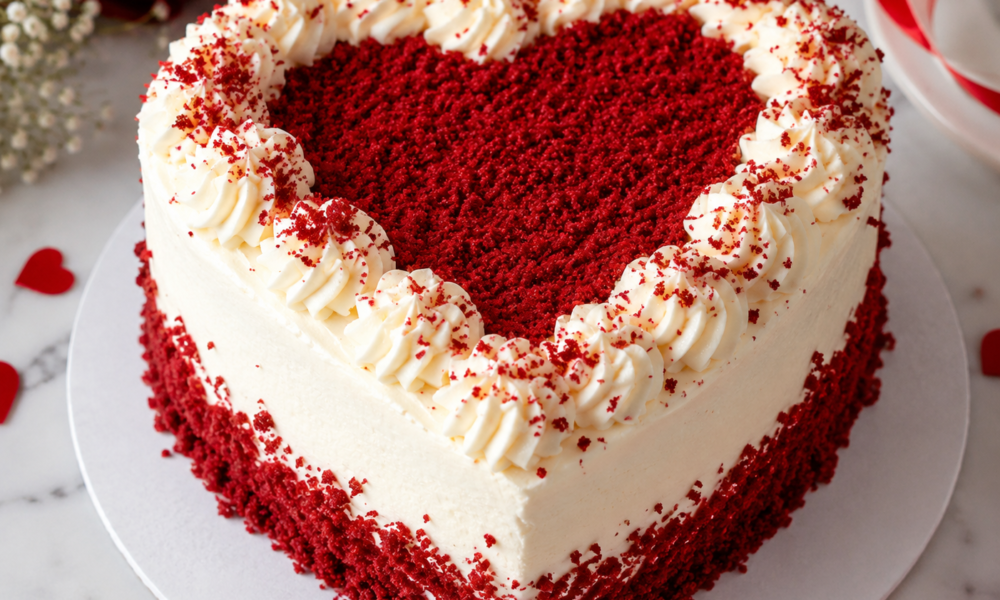 Heart shape red velvet cake