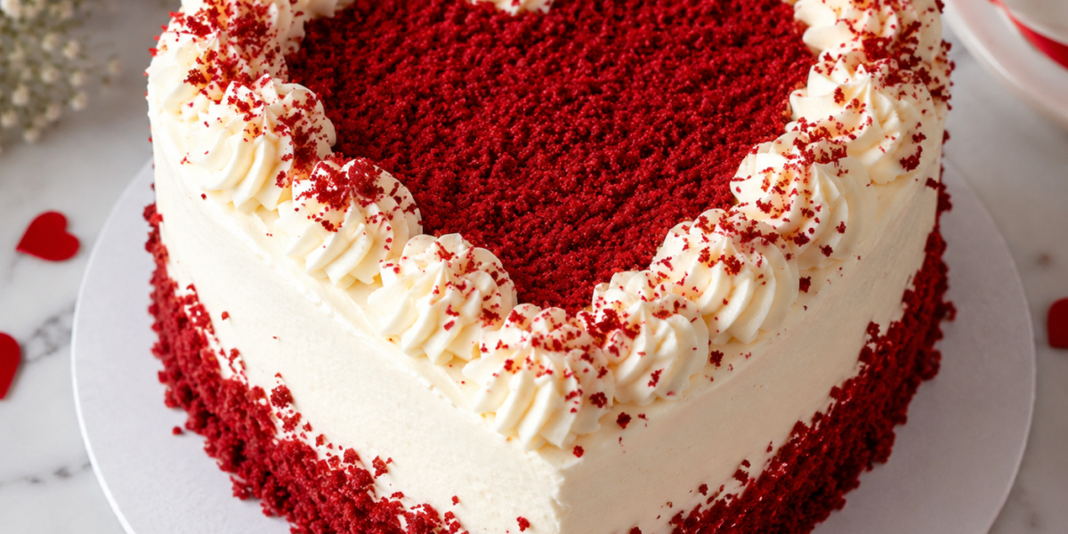 Heart shape red velvet cake