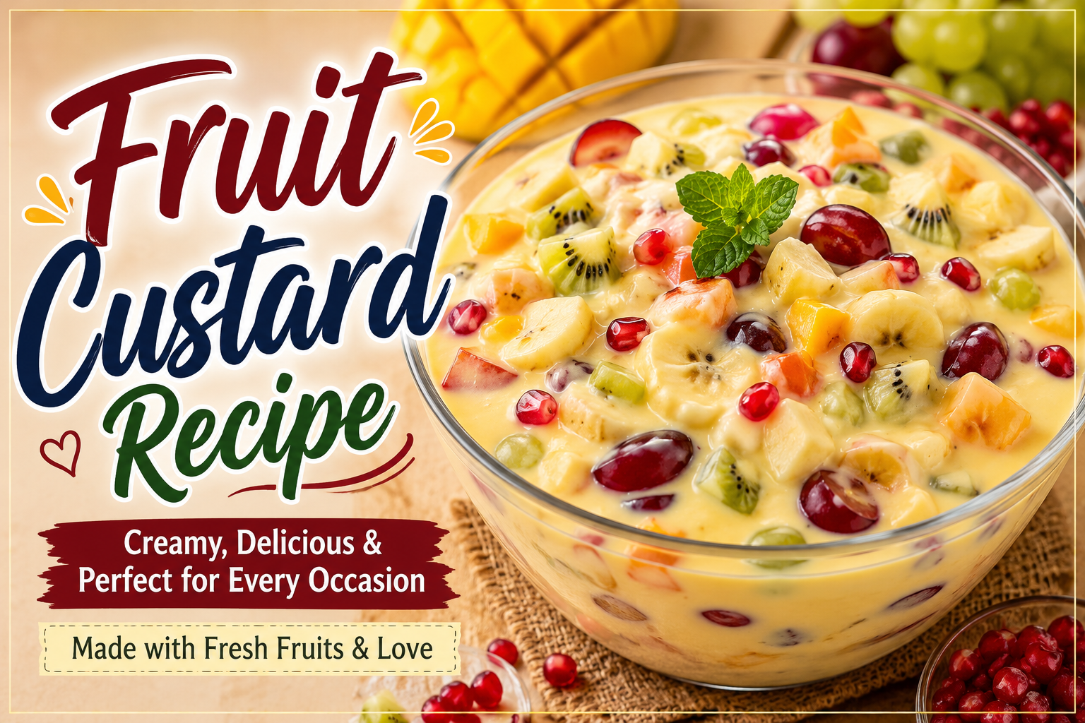 The Best Fruit Custard Recipe with Fresh Fruits