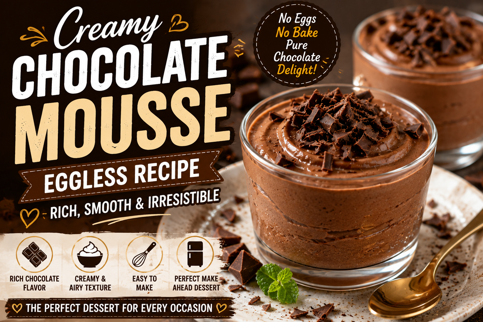 The Best Eggless Creamy Chocolate Mousse Recipe Ever
