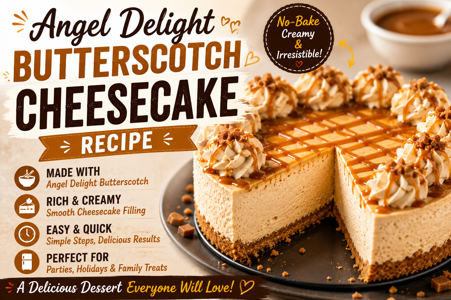 Easy Angel Delight Butterscotch Cheesecake Recipe (No-Bake & Creamy)
